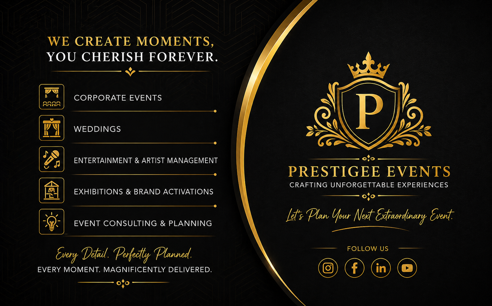Prestigee Events business card back